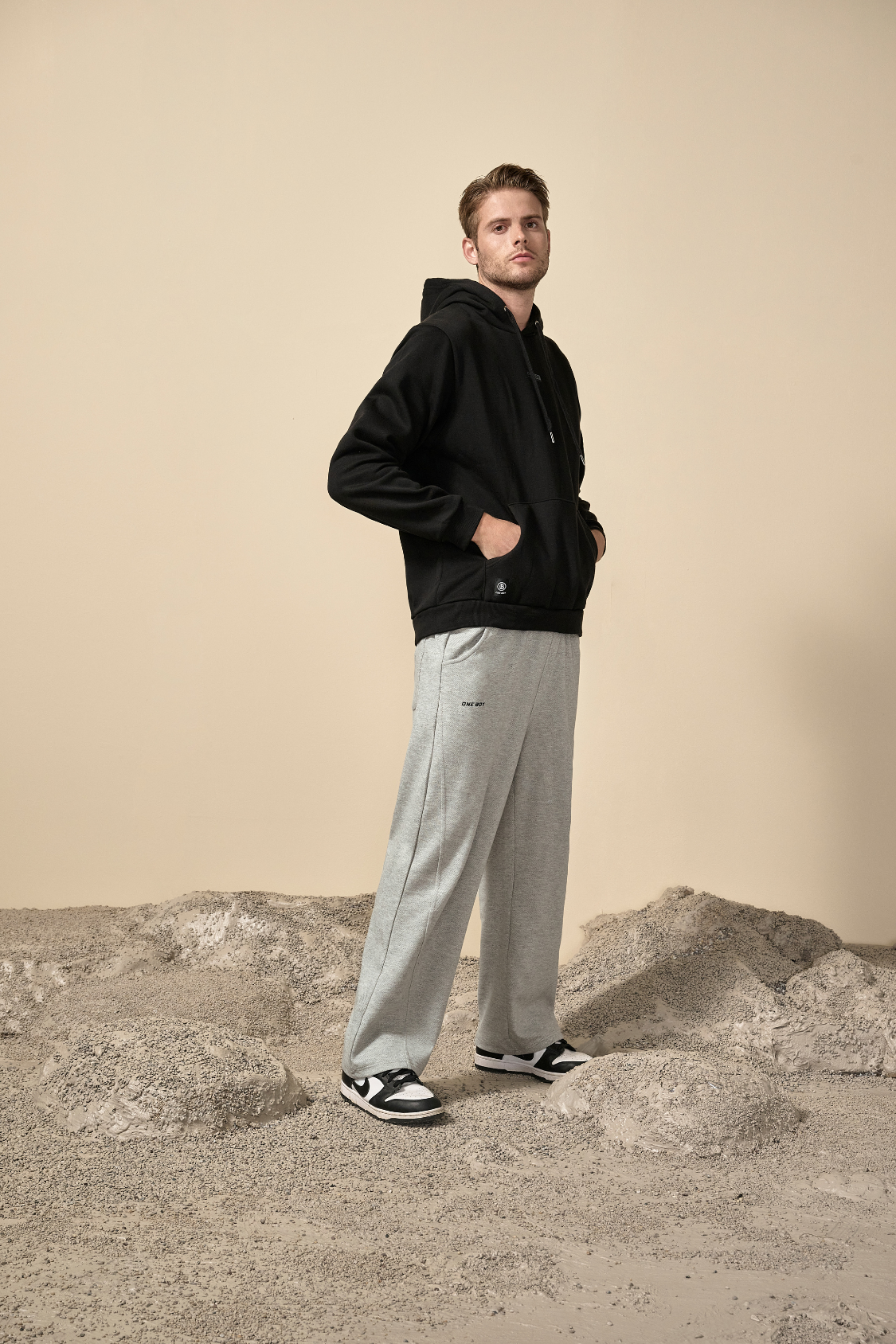 Street Style Diagonal Textured Casual Wide-Leg Pants for Men