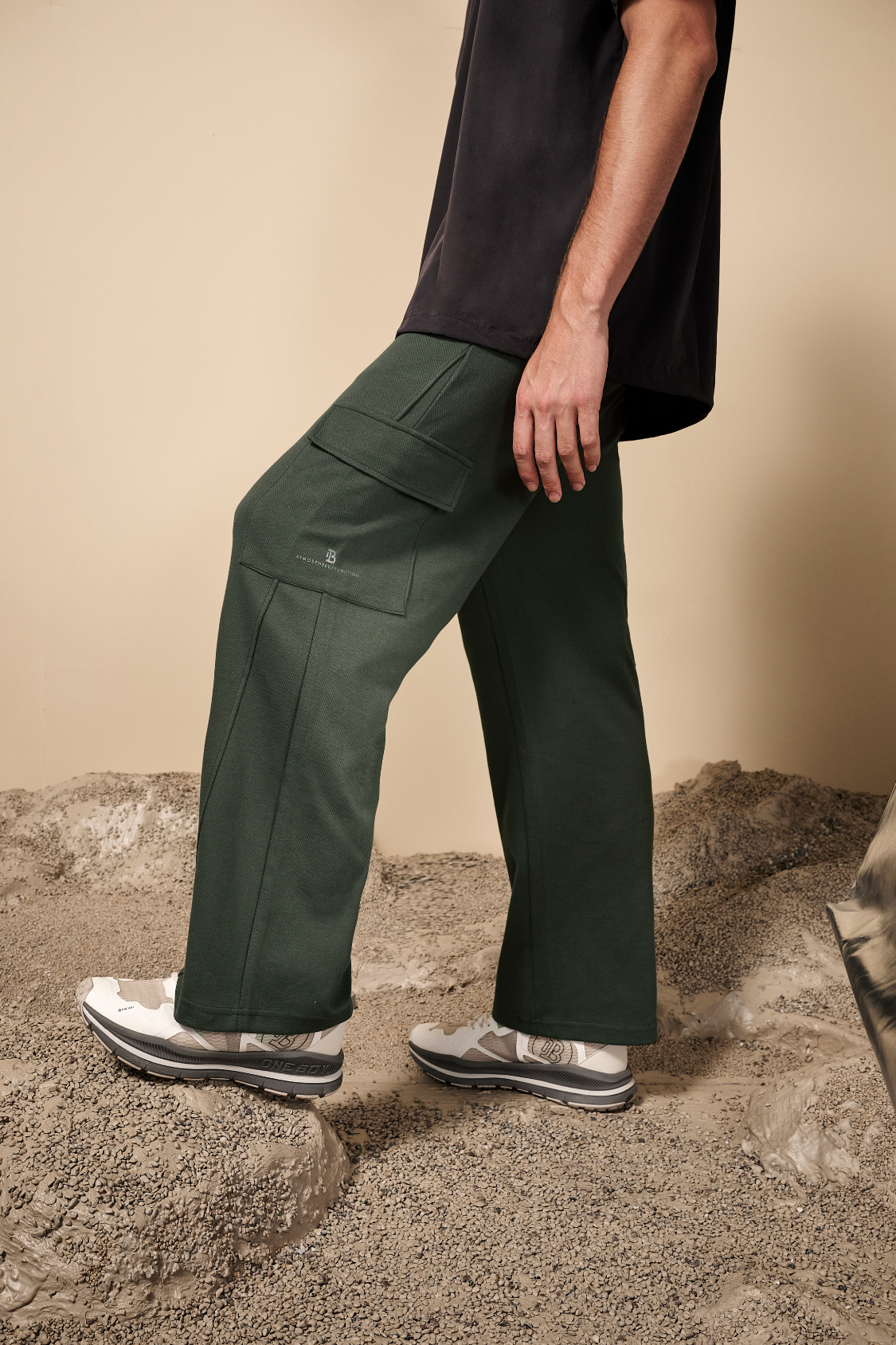 Street Style Diagonal Textured Casual Wide-Leg Pants for Men